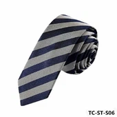 Txiv neej Stripe Navy Blue Silk Tie